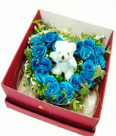 20 Blue roses,bears,Gift box included